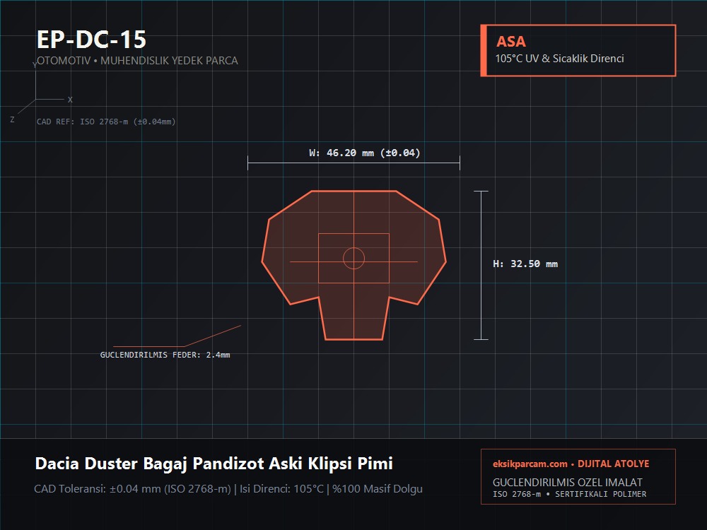 Dacia Duster / Sandero Bagaj Pandizot Askı Klipsi Pimi (2'li Takım)
