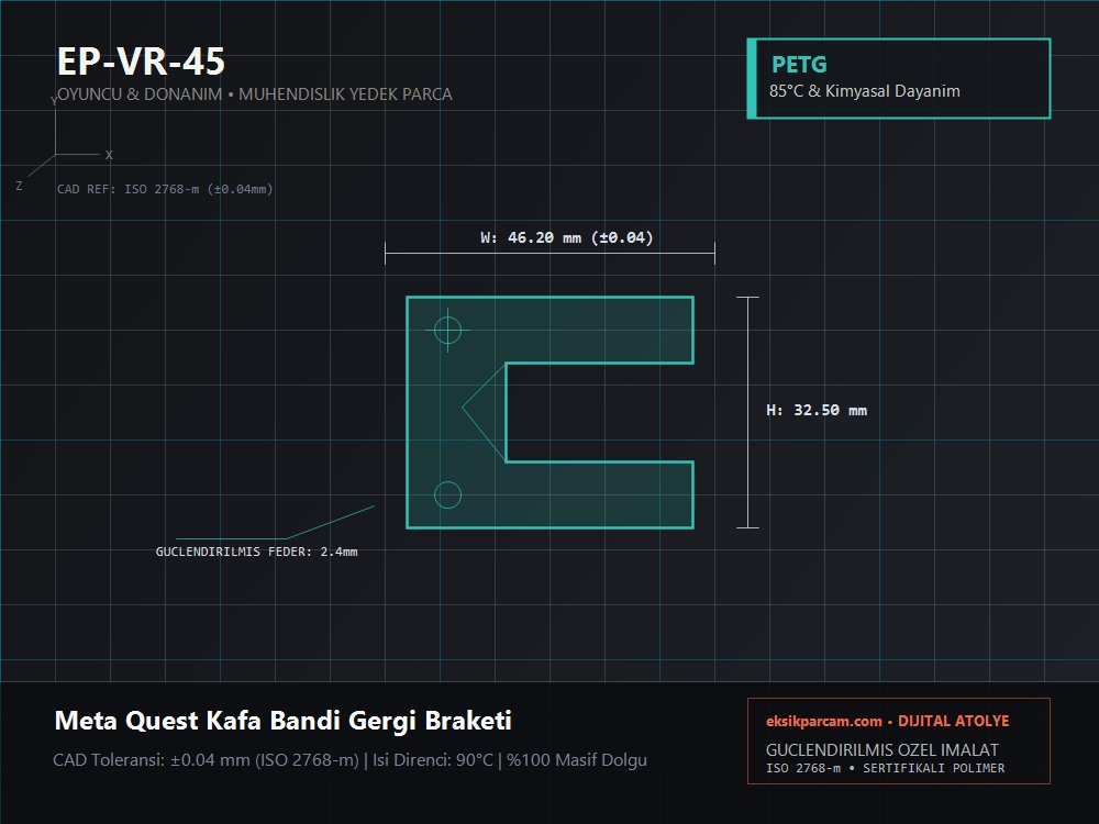 Meta Quest 2 / Quest 3 Kafa Bandı Gergi Braketi & DAS Adaptör Kiti
